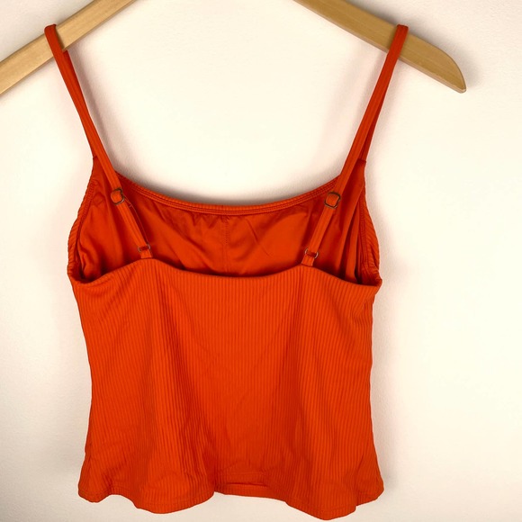 Andie The Longline Tank Tankini In Ribbed Siren Orange Size Small New - Picture 7 of 11